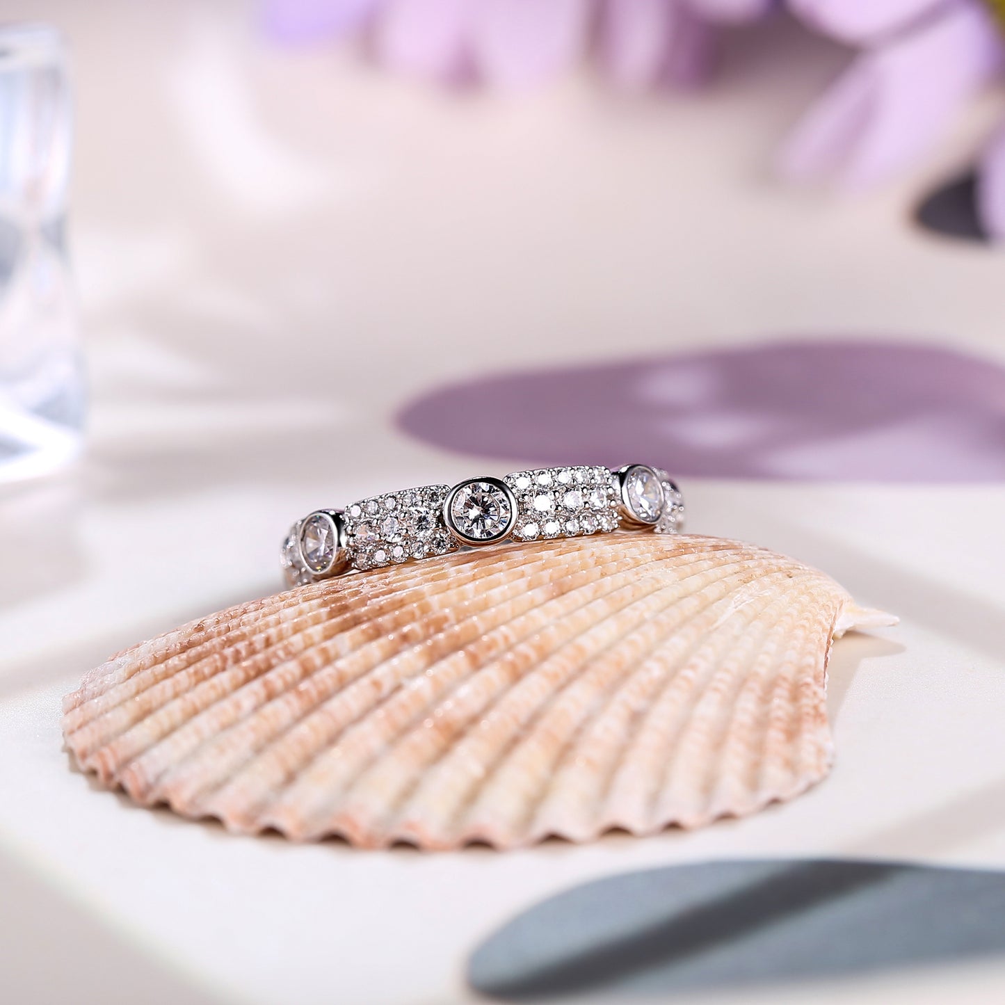 Classic Round Cut Sterling Silver Women's Band