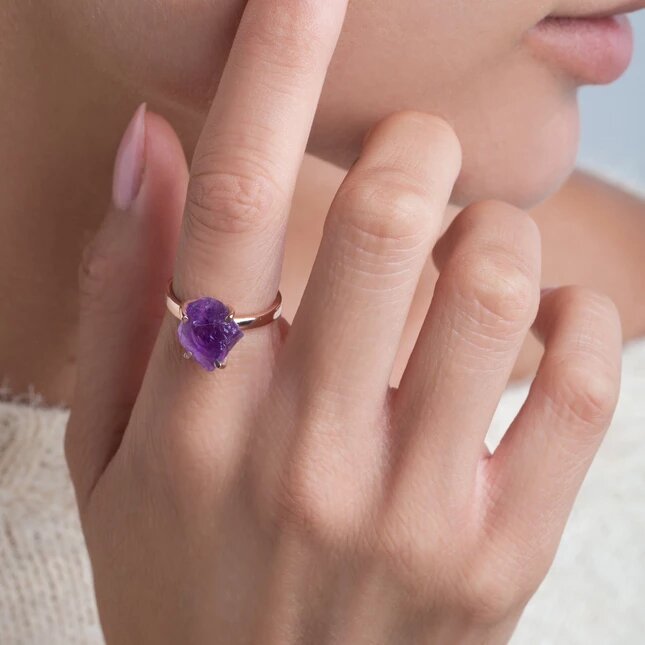 Raw Crystal Ring - Amethyst-MM-Juri Elle