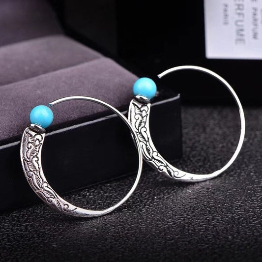 Bohemian Vintage Thai Silver Turquoise Earrings
