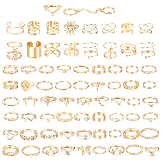 Kakonia Lot de 70 bagues d'articulation pour femme empilables avec joint midi