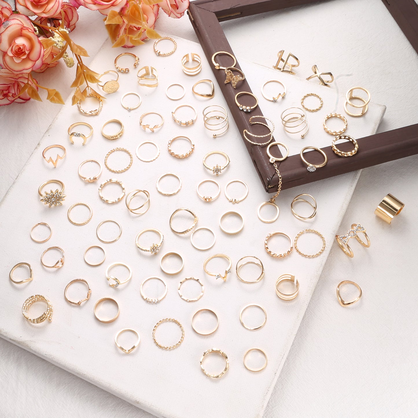 Kakonia 70PCS Knuckle Rings for Women Stackable Joint Midi Finger Ring Set