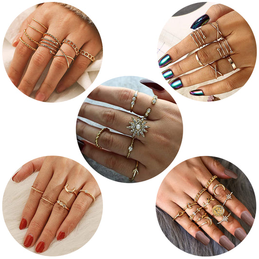 Kakonia Lot de 70 bagues d'articulation pour femme empilables avec joint midi