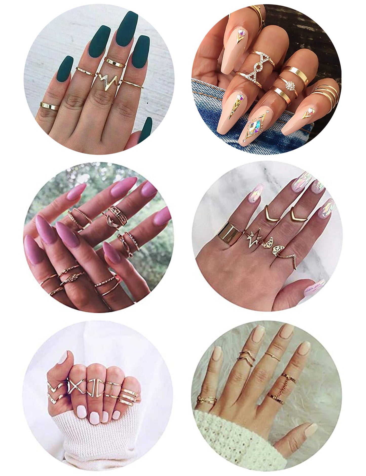 Kakonia 70PCS Knuckle Rings for Women Stackable Joint Midi Finger Ring Set