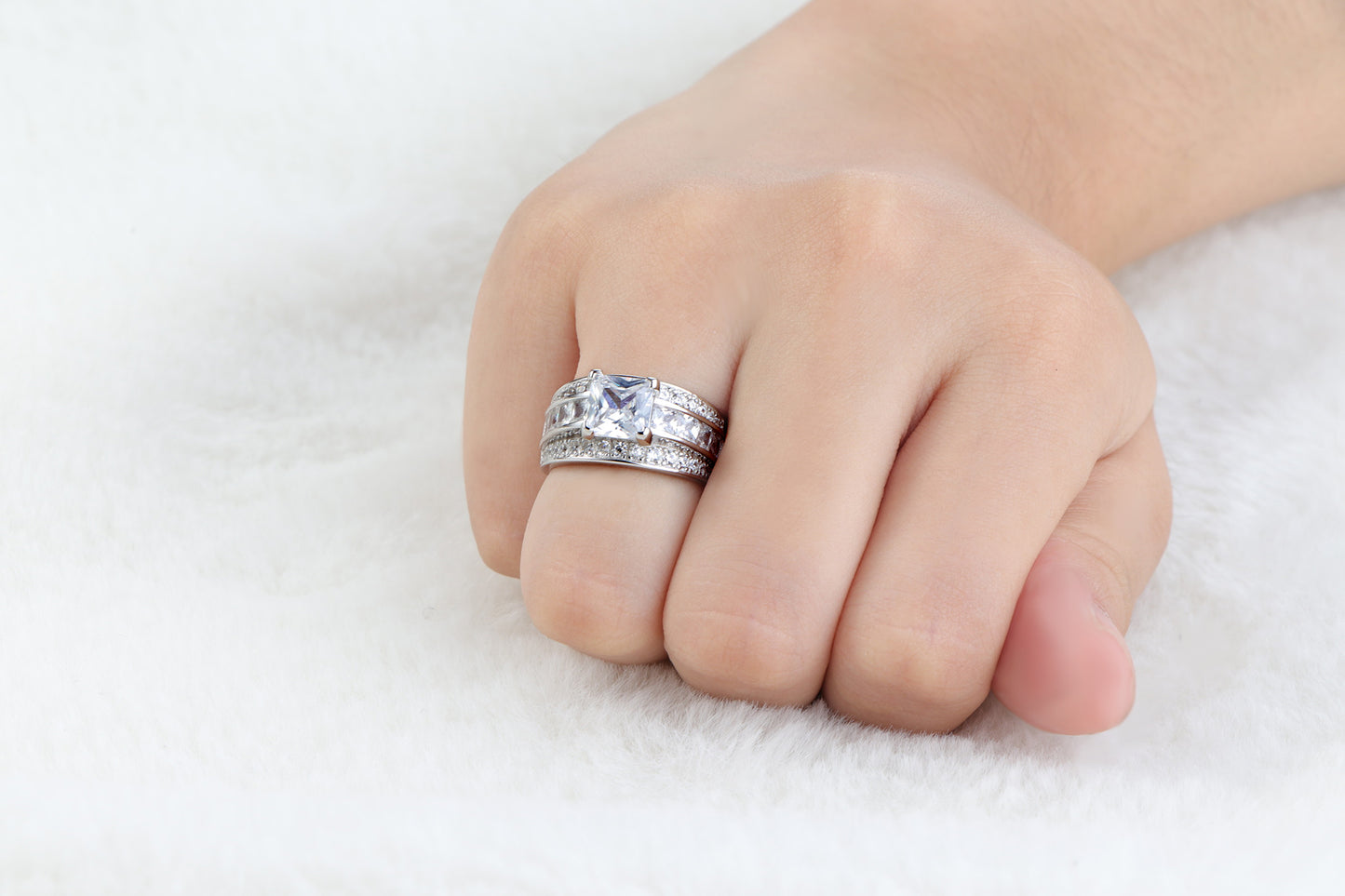 Classic Princess Cut Sterling Silver Ring