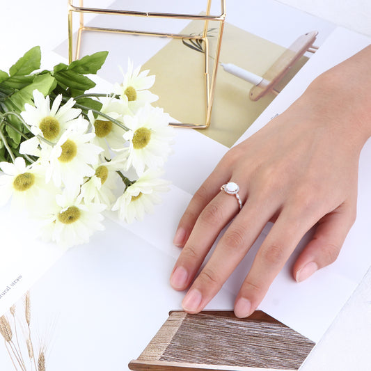 Moonstone Ring with Diamonds - Mirth