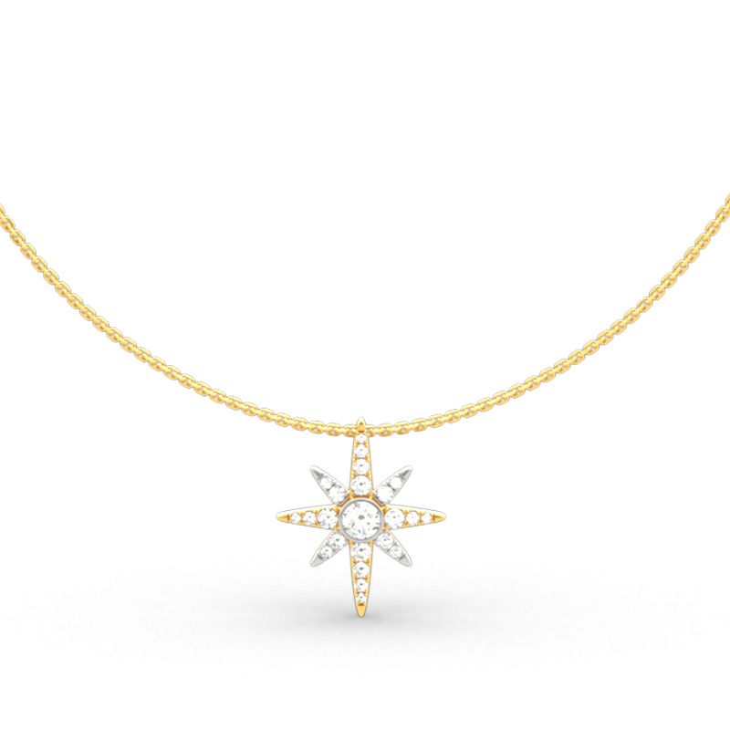 Two Tone Star Sterling Silver Necklace-JE-Juri Elle