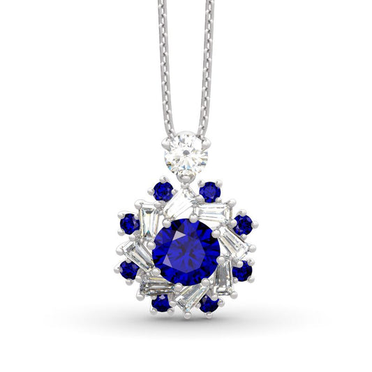 Halo Round Cut Sterling Silver Necklace-JE-Juri Elle