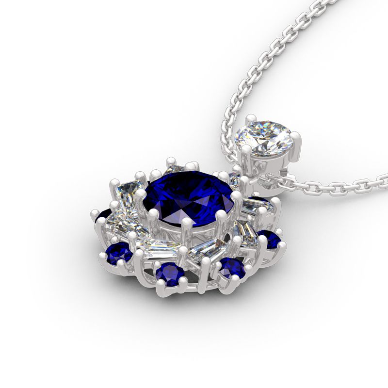 Halo Round Cut Sterling Silver Necklace-JE-Juri Elle