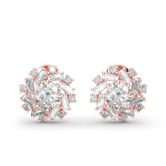 Sunshine Round Cut Sterling Silver Stud Earrings-JE-Juri Elle