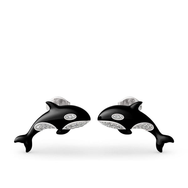 Orca Killer Whale Sterling Silver Earrings-JE-Juri Elle