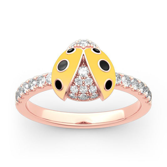 Lucky Yellow Ladybug Sterling Silver Ring-JE-Juri Elle