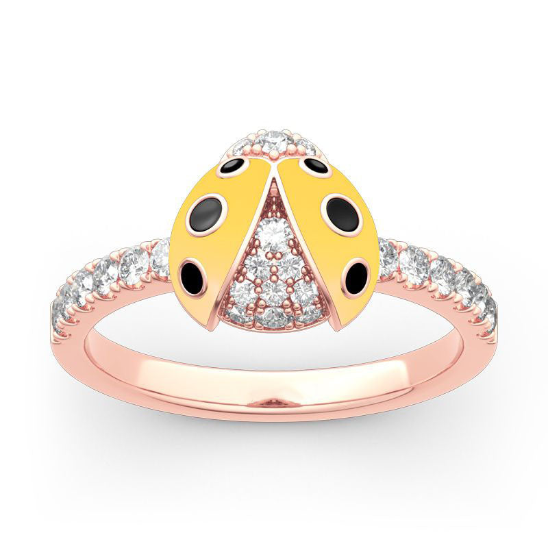 Lucky Yellow Ladybug Sterling Silver Ring-JE-Juri Elle
