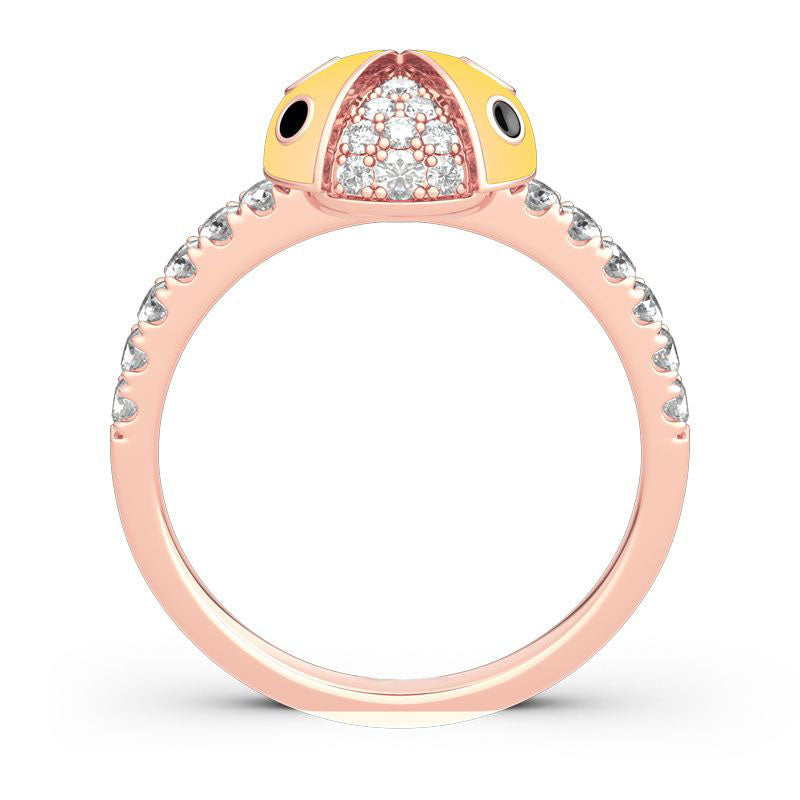Lucky Yellow Ladybug Sterling Silver Ring-JE-Juri Elle