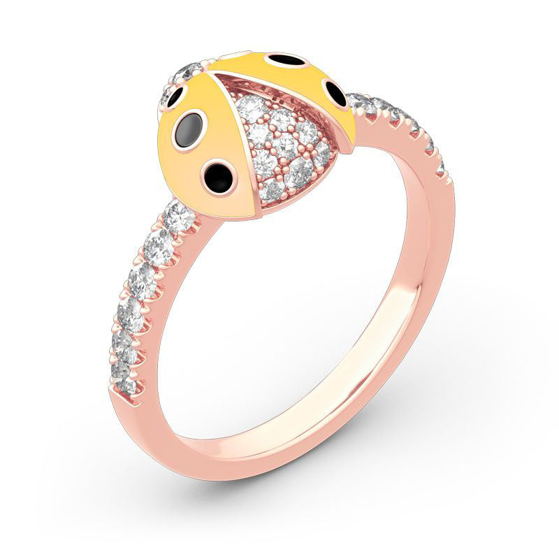 Lucky Yellow Ladybug Sterling Silver Ring-JE-Juri Elle
