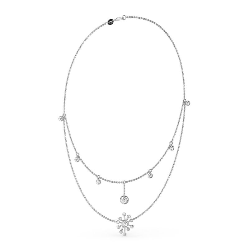 Layered Dandelion Sterling Silver Necklace-JE-Juri Elle