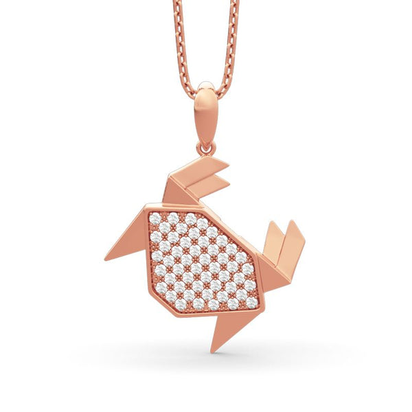 Paper-folding Style Crab Pendant Sterling Silver Necklace-JE-Juri Elle
