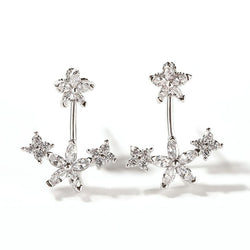 Flower Sterling Silver Ear Jackets-JE-Juri Elle