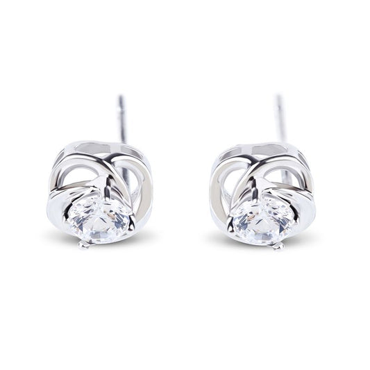 Classic Flower Sterling Silver Stud Earrings-JE-Juri Elle