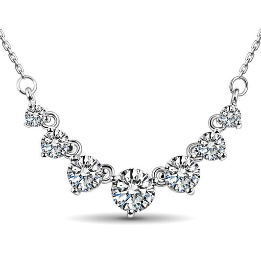 Classic Round Cut Stone Pendant Sterling Silver Necklace-JE-Juri Elle