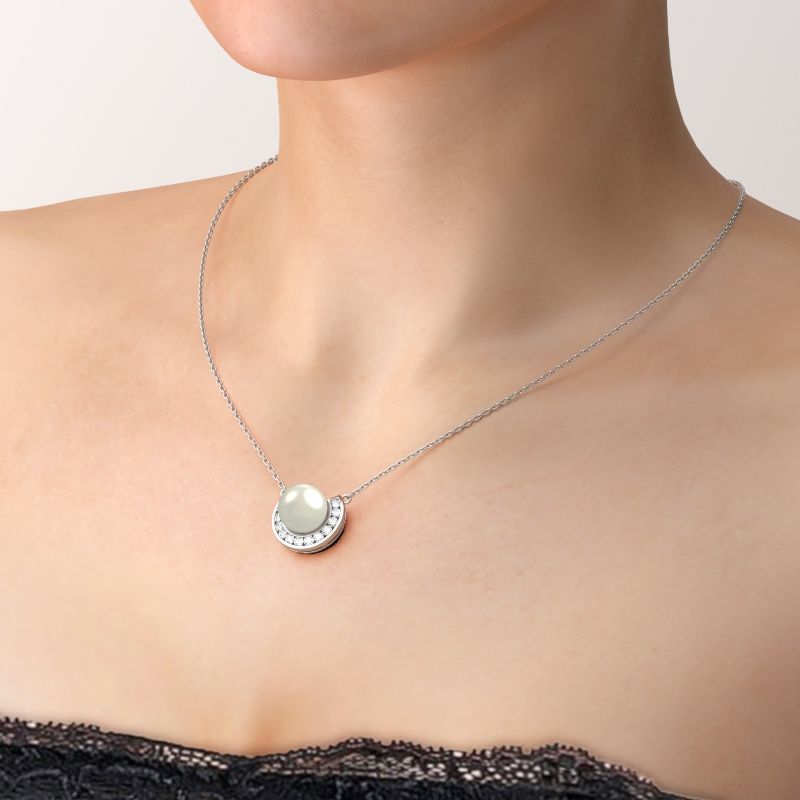 Half-round Created Pearl Women's Necklace-JE-Juri Elle