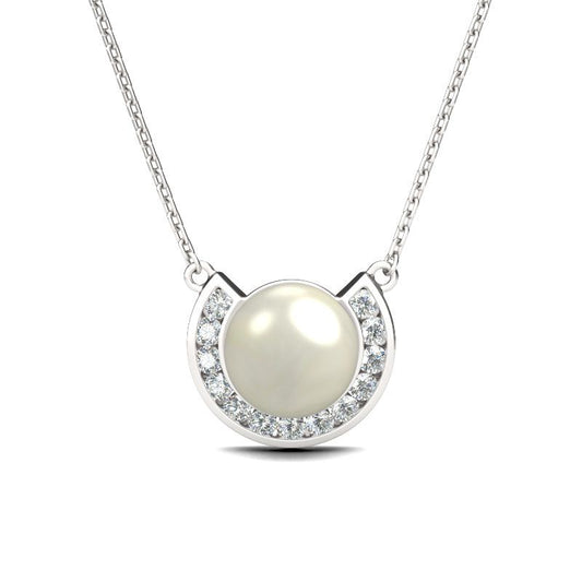 Half-round Created Pearl Women's Necklace-JE-Juri Elle