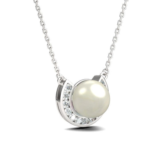 Half-round Created Pearl Women's Necklace-JE-Juri Elle