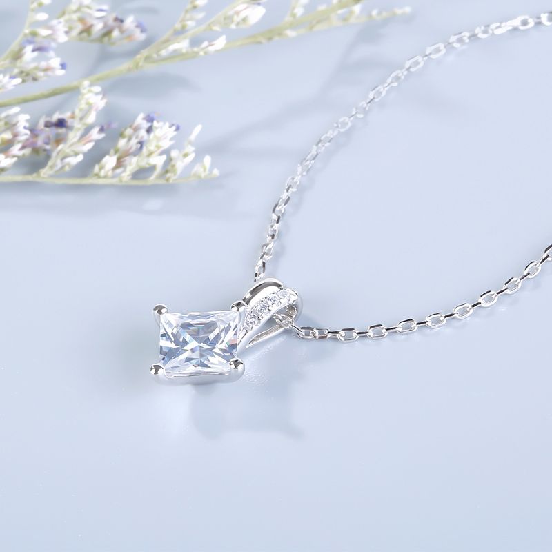 Square Sterling Silver Pendant Necklace-JE-Juri Elle