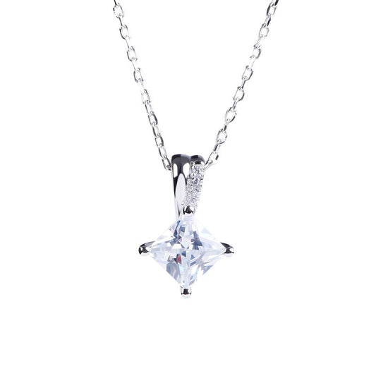 Square Sterling Silver Pendant Necklace-JE-Juri Elle