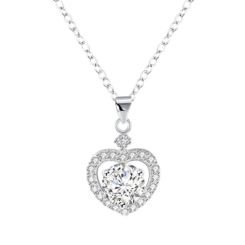 Heart Halo Sterling Silver Necklace-JE-Juri Elle