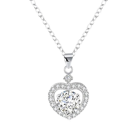 Heart Halo Sterling Silver Necklace-JE-Juri Elle
