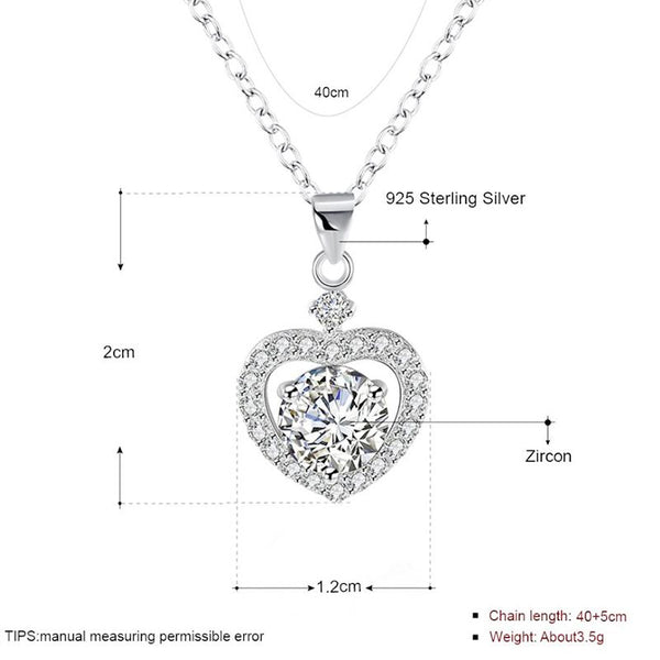 Heart Halo Sterling Silver Necklace-JE-Juri Elle