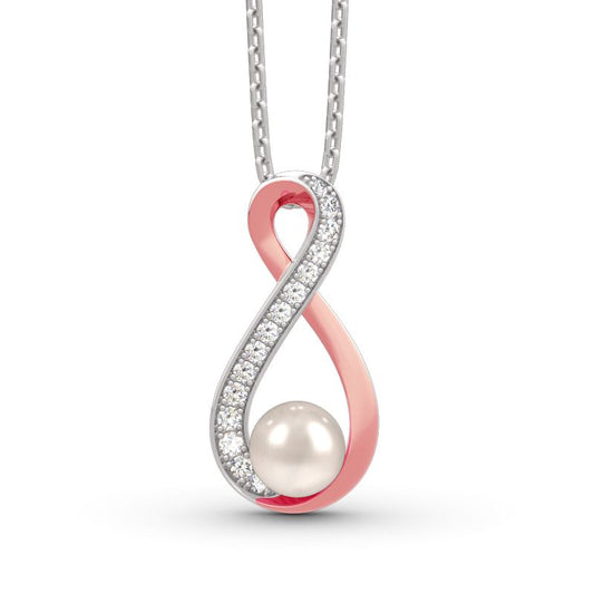 Infinity Cultured Pearl Sterling Silver Pendant Necklace-JE-Juri Elle