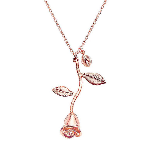 Rose With Initial Necklace Sterling Silver-JE-Juri Elle