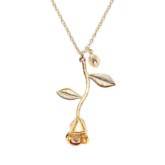 Rose With Initial Necklace Sterling Silver-JE-Juri Elle