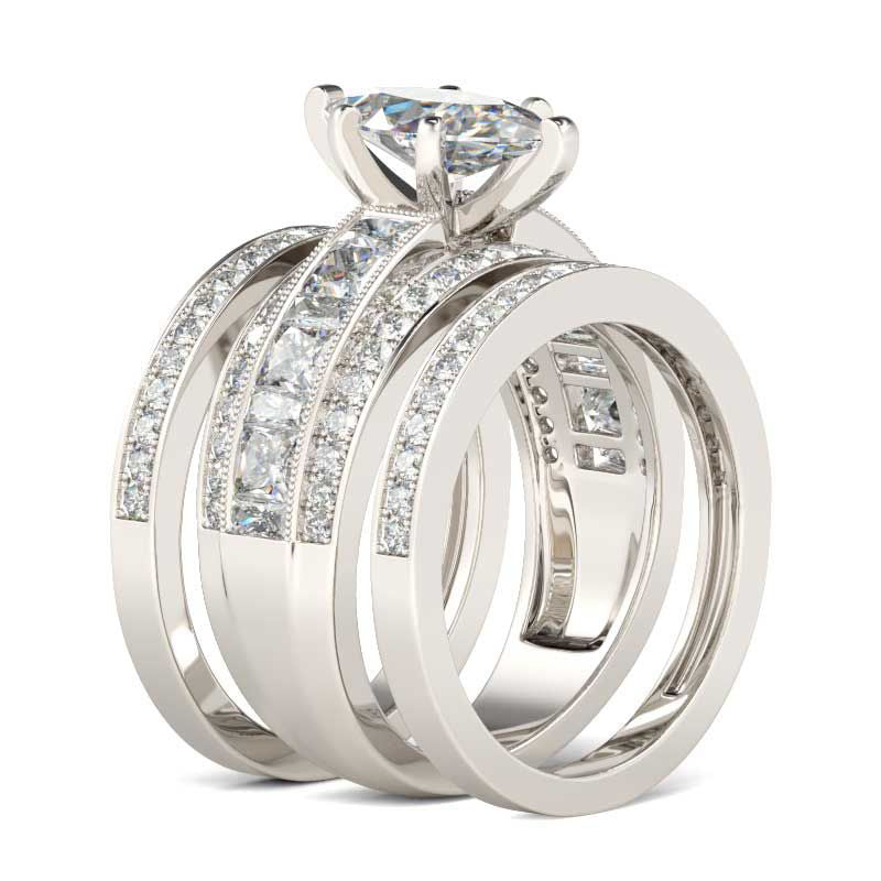 3PC Marquise Cut Sterling Silver Ring Set-JE-Juri Elle
