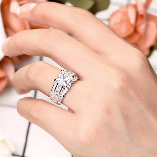 Classic Princess Cut Sterling Silver Ring-JE-Juri Elle