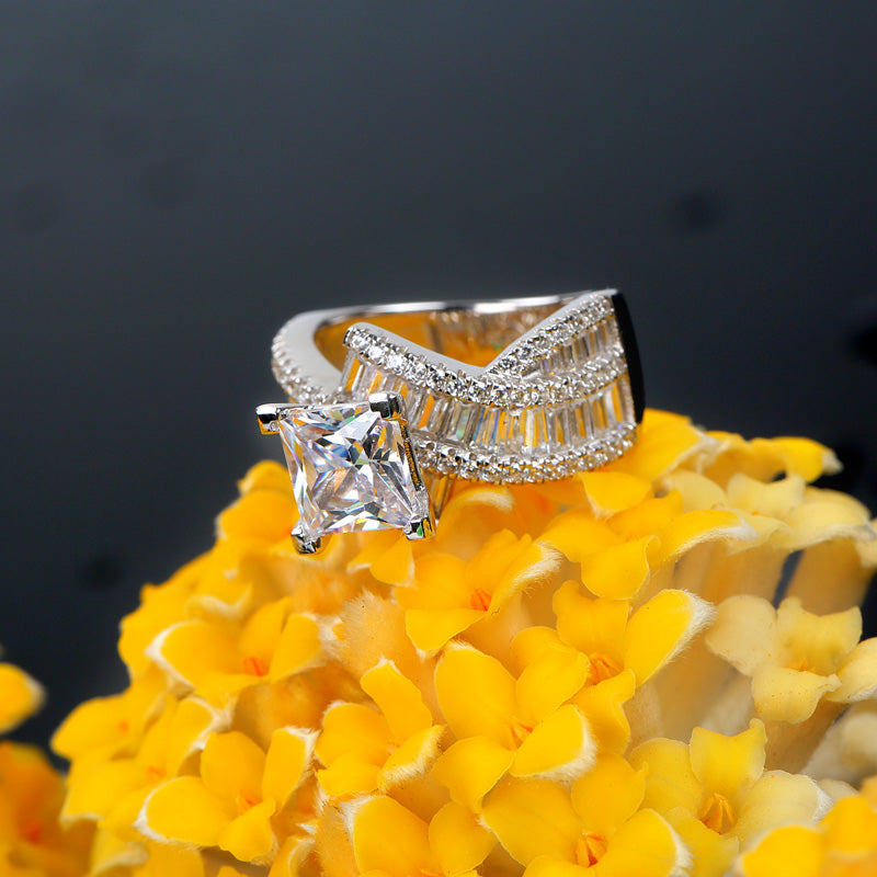Vintage Princess Cut Sterling Silver Ring-JE-Juri Elle