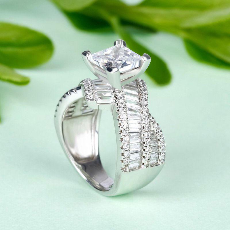 Vintage Princess Cut Sterling Silver Ring-JE-Juri Elle