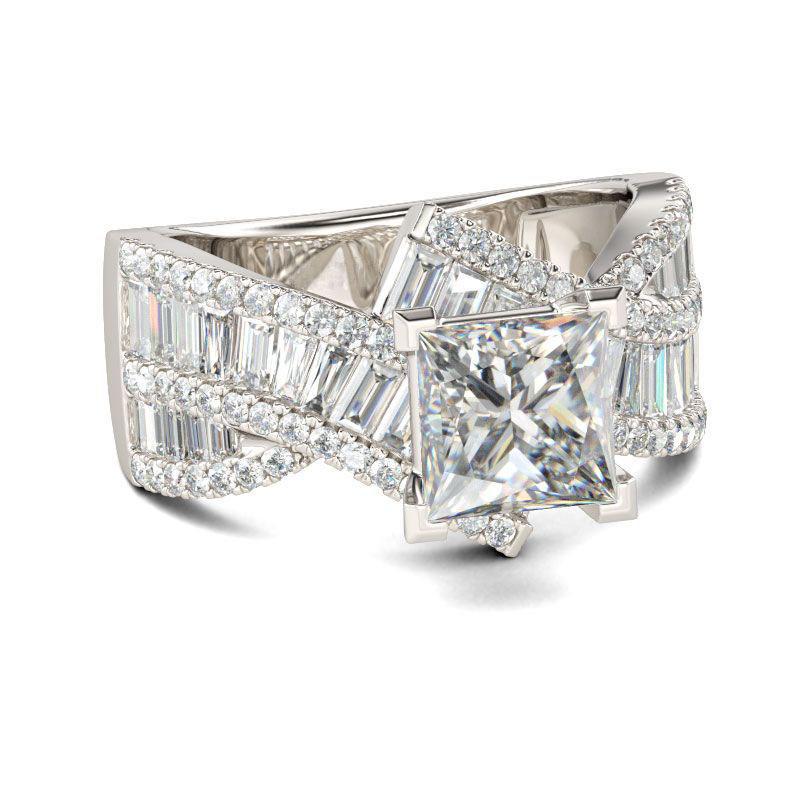 Vintage Princess Cut Sterling Silver Ring-JE-Juri Elle