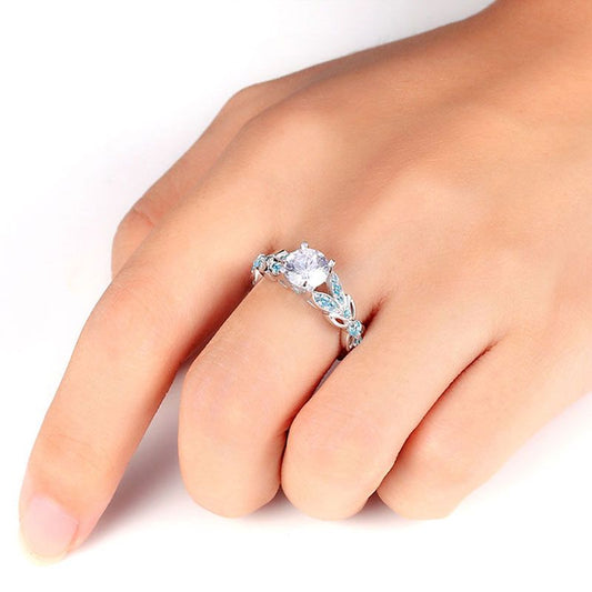 Butterfly Round Cut Sterling Silver Ring-JE-Juri Elle