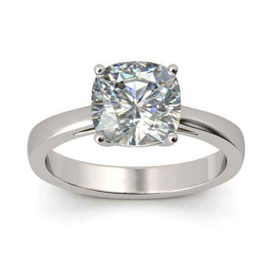 Classic Solitaire Cushion Cut Sterling Silver Engagement Ring-JE-Juri Elle