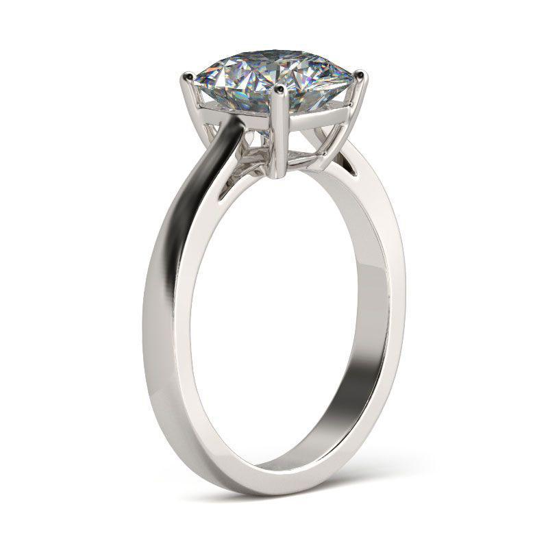 Classic Solitaire Cushion Cut Sterling Silver Engagement Ring-JE-Juri Elle