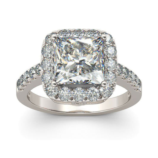 Jeulia Halo Princess Cut Sterling Silver Ring-JE-Juri Elle