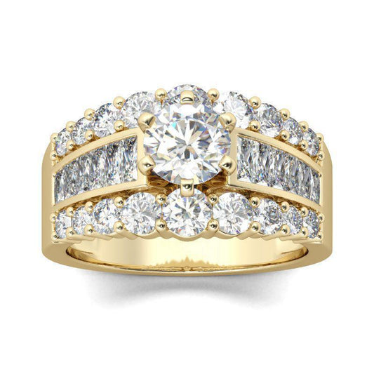 Gold Tone Round Cut Sterling Silver Ring-JE-Juri Elle