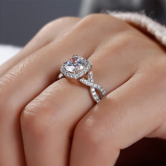 Twist Round Cut Sterling Silver Ring-JE-Juri Elle