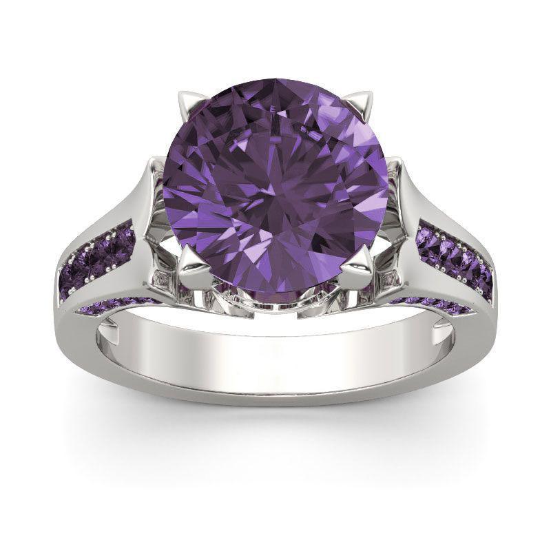 Lilac Flower Round Cut Sterling Silver Ring-JE-Juri Elle