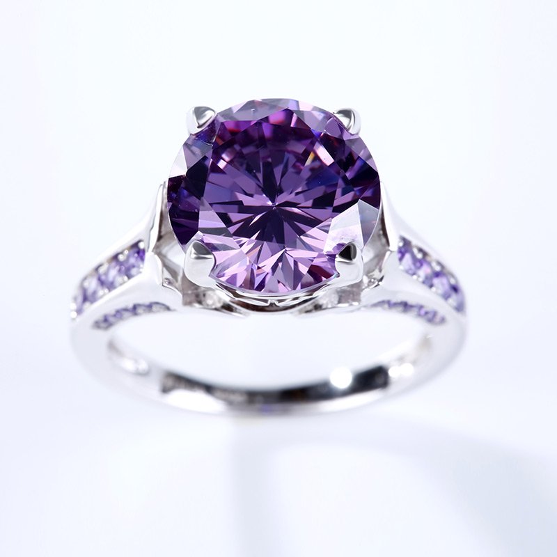 Lilac Flower Round Cut Sterling Silver Ring-JE-Juri Elle