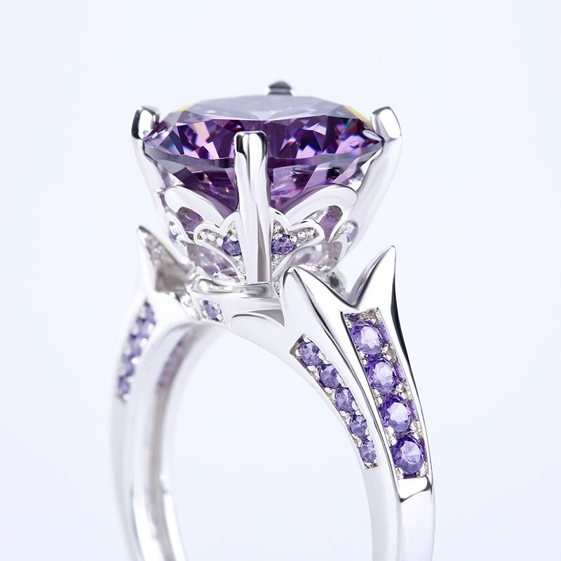 Lilac Flower Round Cut Sterling Silver Ring-JE-Juri Elle