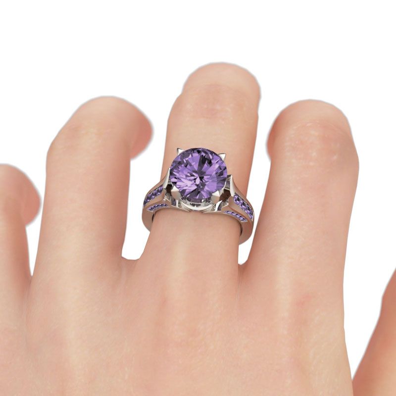 Lilac Flower Round Cut Sterling Silver Ring-JE-Juri Elle