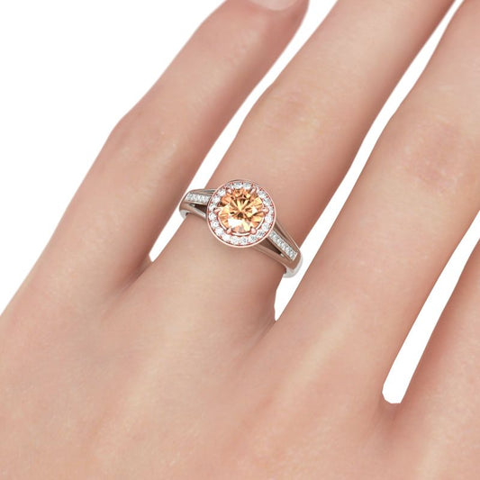 Split Shank Halo Round Cut Sterling Silver Ring-JE-Juri Elle